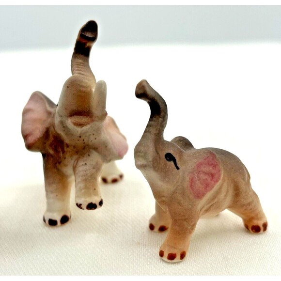 Vtg Elephant Family Trunks Up‎ Figurine Lot of 3 Bone China Ceramic Japan 1960s - Picture 3 of 16
